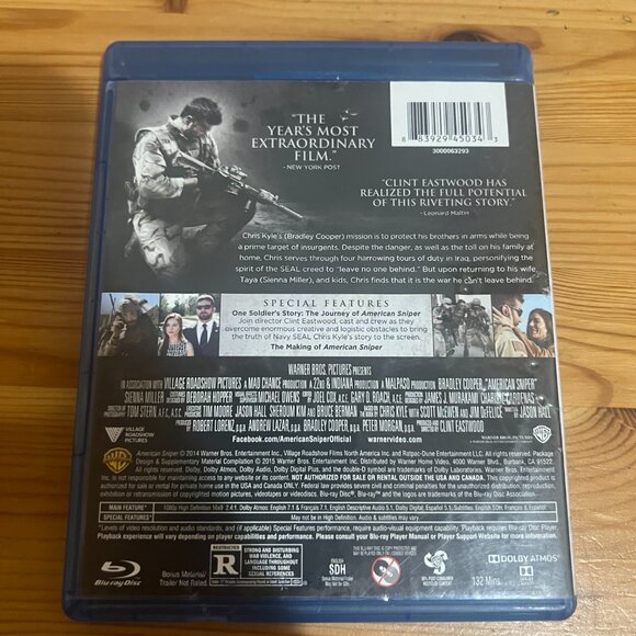 American Sniper (Blu-ray Disk Only, 2014) No Digital, Used Good Condition $5 - Picture 3 of 3